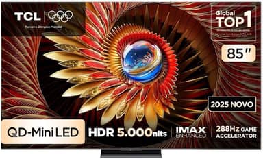 Smart TV TCL 85 Polegadas QLED Mini LED 4K C8K WiFi Bluetooth Google TV 288Hz VRR HDR10+ 85C8K
