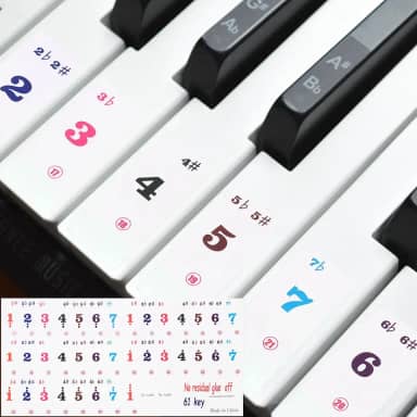 Generic Adesivos de teclado de piano, 61 teclas numeradas adesivo de piano guia removível para iniciantes aprendendo