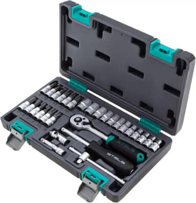 Stels Jogo de Ferramentas 29 Peças 1/4', Aço Cromo Vanádio, Catraca 72 Dentes + Acessórios, Caixa Plástica - Ideal para Reparos Automotivos e Domésticos