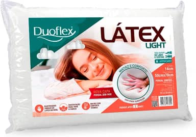 Travesseiro Duoflex Látex Light 14 cm, Branco, para fronha 50 x 70 cm