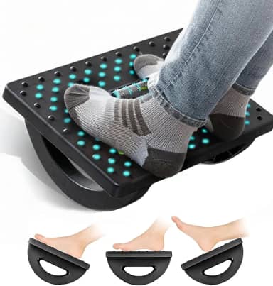 Apoio para Pés, Apoio para pés ergonomico, Apoio de pé, Suporte pé, Rodas de Massagem Giratórias de 180 Graus, Apoio para Pés Embaixo Da Mesa, Preto