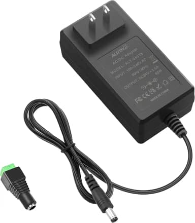 ALITOVE Fonte de alimentação 24V CC 2,5 A 60 W 24 volts transformador adaptador CA 4,92 pés 2500mA 2A conversor CA para CC com ponta de 5,5 x 2,5 mm para luzes LED, roteadores, impressora, soundbar,