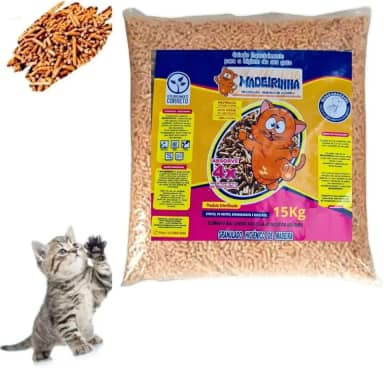 15KG Pellets Higiênico De Madeira areia Para Gatos Madeirinha