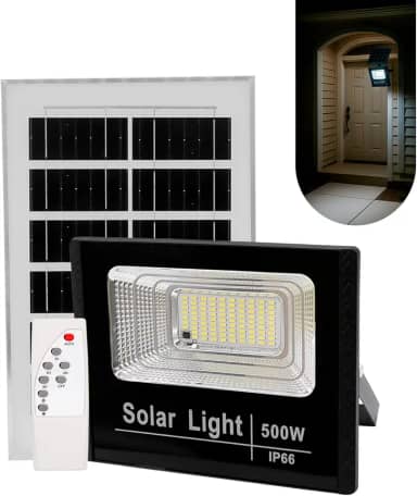 Refletor Solar Led Holofote 500w Placa Bateria Prova Dágua
