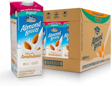Pack de Alimento com Amendoa Almond Breeze Original Zero Açúcar 1L - 12 Unidades