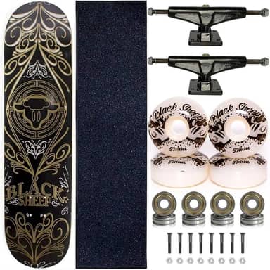 Skate Completo Marfim Black Sheep para Street e Pistas Tribal