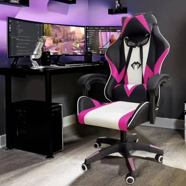 Cadeira Gamer Python Fly, Design Estilo Gamer, Tecido Respirável, Design Ergonômico (Rosa)