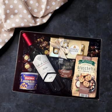 Cesta de Presente com Vinho Brindes Executivos Aniversário Homem Mulher Chefe