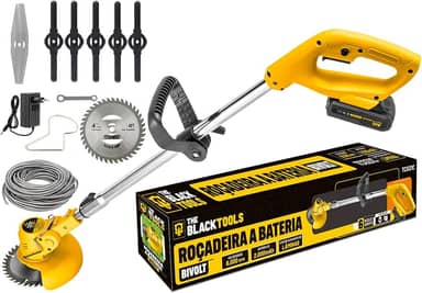 Roçadeira Aparador Grama A Bateria Recarregável 21v 750w 110v/220v Profissional Com Acessórios Tcg21c The Black Tools