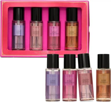Victoria's Secret Fragrance Mist Collection Conjunto de 4 peças mini para presente, aromas variados