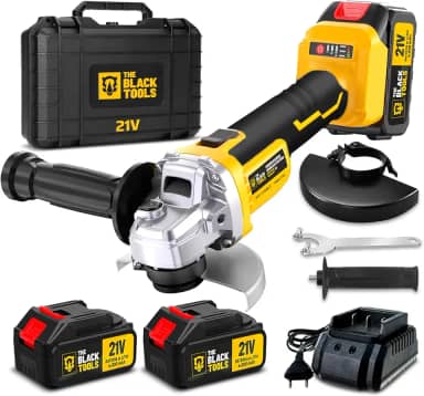 Esmerilhadeira Lixadeira Angular Sem Fio Com 2 Baterias 4000mah 21v 4.1/2 125mm 110/220v The Black Tools