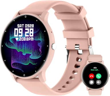 Smartwatch Relógio Inteligente Tela Full Touch 1.28" Resistente à Água IP67 com Faz e Recebe Ligações, Modos Esportivos e Recebimento de Notificações‎(2 tiras) (cor-de-rosa)