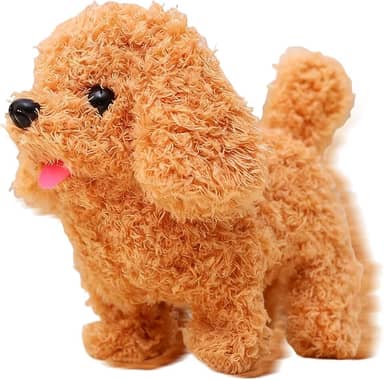 Filhote de cachorro robô realista – simulação eletrônica para cães e latidos – brinquedo de pelúcia eletrônico para filhotes de cachorro – para meninos e meninas, casa, viagem, berçário interno