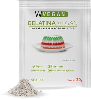 WVEGAN Gelatina Vegan Sem Sabor Agar Agar 20g - A Primeira Gelatina Vegana do Brasil - Sem Glúten, Sem Lactose, Sem Adição de Açúcares Neutra