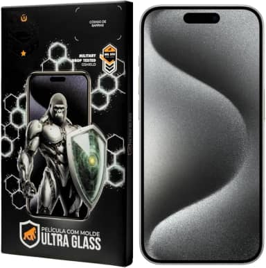 Gshield Película de Vidro Temperado Ionizado Anti-Reflexo Anti Impacto 100% de sensibilidade Tela Toda, Ultra Glass para (iPhone 15 Pro Max)