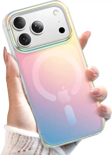 JETech Capa Iridescente para iPhone 17 Pro Max 6,9 Polegadas Compatível com MagSafe, Design Bonito, Exclusivo e Estético, Case Traseira Colorida Fluorescente Translúcida (Iridescente)