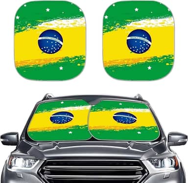 Renewold Bandeira do Brasil, pára-brisas de carro, para-sol, acessórios para a maioria dos sedãs, SUV, van, caminhão, verão, bloqueador solar, protetor de viseira protetora, protetor solar, decoração,