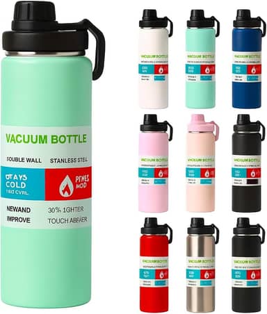 Garrafa Térmica Inox 800 ml Parede Dupla – Mantém Bebida Gelada 24h ou Quente 8h, Tampa Antivazamento, Squeeze para Academia, Trabalho e Viagem (Verde Claro)