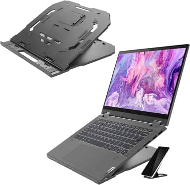 Suporte Lenovo para notebook até 15'' e celular com até 10 níveis de ajuste, Preto
