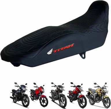 Capa banco de moto emborrachada 3D Preta universal Titan (LOGO VERMELHA ASA BRANCA)