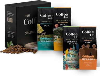 Kit 4 Pacotes Café Especial Em Grãos Coffee Mais Clássico, Arara, Sul de Minas e Cerrado de Minas