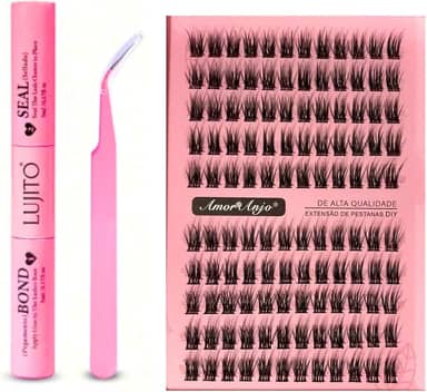 Kit Completo de Cílios Tufinhos Magnéticos Rosa Amor & Anjo com Cola, Pinça e Selador (05)