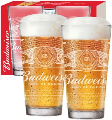 Jogo 2 Copos Vidro Para Chopp Cerveja Budwesier 415 Ml