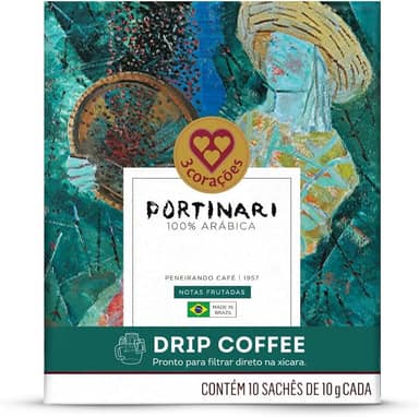 3 Corações Café Drip Coffee Gourmet Portinari, Notas Frutadas - contém 10 unidades