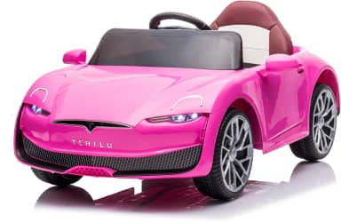 Bang Toys - Carrinho Elétrico Infantil Jet Panther 12V - com Luzes de LED, Sons, Entrada USB/MP3, Portas que Abrem e Controle Remoto - Suporta até 30kg - Cor Rosa