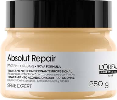 L'Oréal Professionnel Serie Expert Absolut Repair, Máscara de Reparação Intensiva para Cabelos Danificados e Finos com Quinoa Dourada, Reconstrução Instantânea e Brilho Intenso, 250g