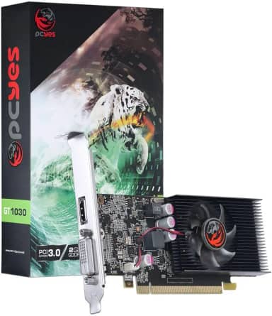 PLACA DE VIDEO NVIDIA GEFORCE GT 1030 2GB GDDR5 64 BITS COM KIT LOW PROFILE SINGLE FAN - PA1030GT6402G5 - PCYES
