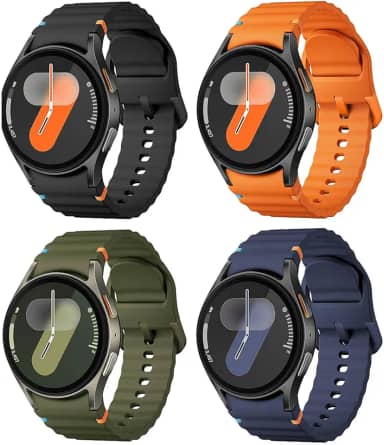 Pacote com 4 pulseiras esportivas para Samsung Galaxy Watch 7 6 5 de 40 mm e 44 mm, sem lacunas, para Samsung Galaxy Watch 4/FE de 40 mm e 44 mm/4e 6 Classic 47 mm, 43 mm, 46 mm, 42 mm/5 Pro de 45 mm