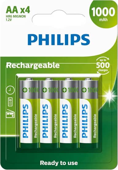 Pilha Philips recarregável AA 1.2V 1.000 com 4 unidades R6B4RTU10/59