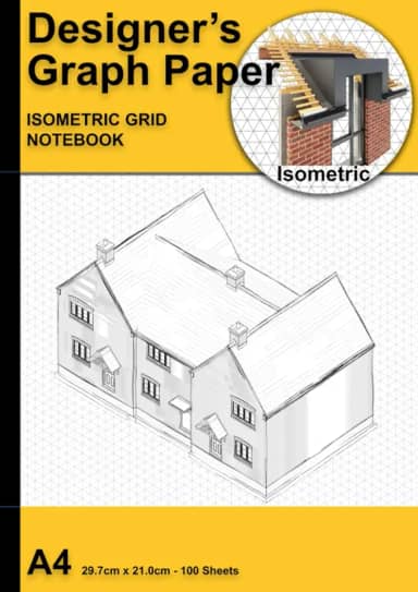 Caderno de papel milimetrico A4 da Designers: Caderno de grade isométrica - ferramentas para design arquitetônico, interior e gráfico.