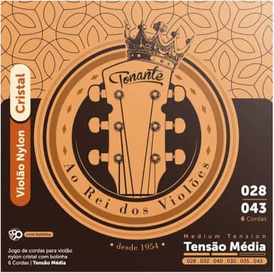 Encordoamento Nylon Cristal C/Bolinha Cobre Prata Media P/Violão 0.028-0.043 – Rvvnm