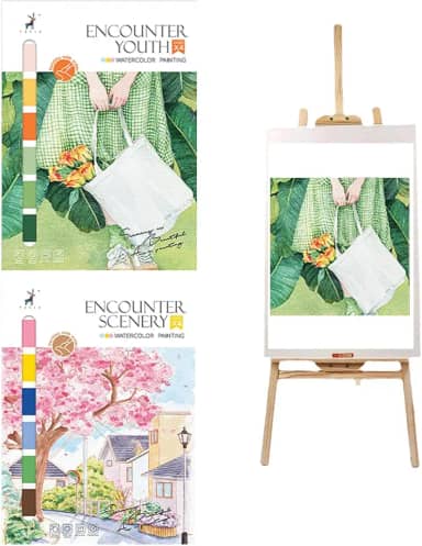 Pacote com 2 Livros de Colorir de Água - Kit de Pintura em Aquarela para Adultos - Tufeifrank