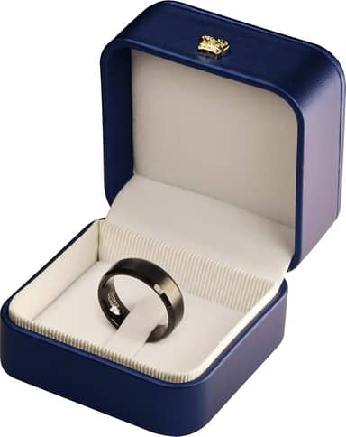 LAODA Caixa de anel masculina para noivado, casamento, pedido de casamento, caixa de armazenamento de anel de material de couro PU de luxo com clipe para aliança de casamento masculina grossa e larga