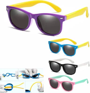 Óculos de Sol Infantil Unisex Proteção 100% UVA/UVB Lentes Polarizadas. Super Resistênte e Flexível, Não Quebra