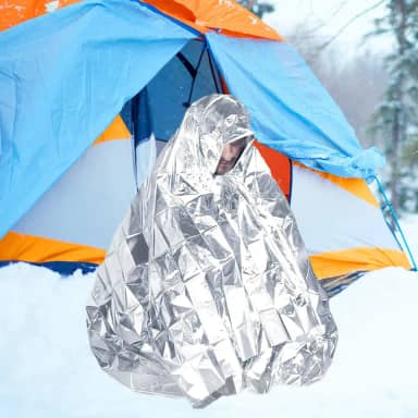 Cobertor de Emergência Película de Alumínio Refletivo, Térmico de Sobrevivência, Cobertor para Camping, Caminhadas, Ao Ar Livre, Capa Térmica Impermeável, Prateado