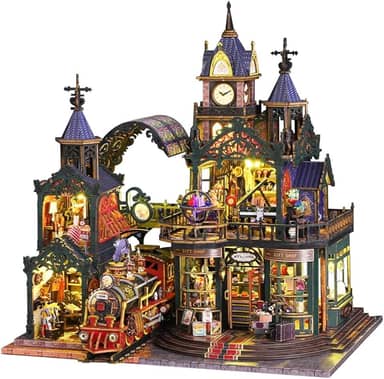 Maquete de Casa Miniatura para Montar 1:24 - Modelo Criativo de Cidade, Capa Protetora e Caixa de Música, Presente Ideal para Natal e Aniversário