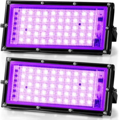 Luz Negra, Kit 2 Luz Negra Refletor Profissional, Lúz Nègra Uv Led, Refletor Led 50W, Lúz Nègra para Festa Neon, Lâmpada Léd Uv, Lampada Léd 50W, Lúz Uv