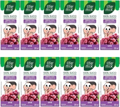 Kit com 12 Sucos de Uva 100% Suco sem Adição de Açúcares de 200mL cada - Life Mix