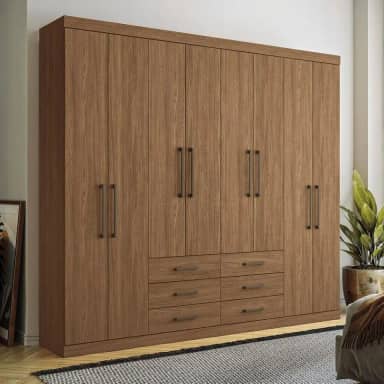 Guarda Roupa Casal 8 Portas 6 Gavetas Master Santos Andirá Jatoba