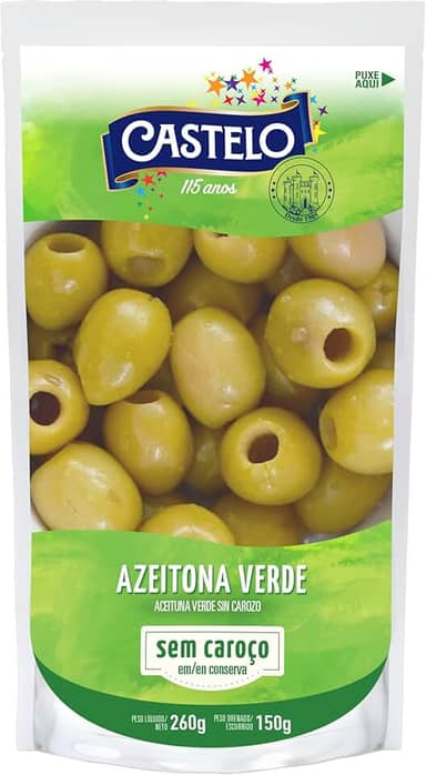 Azeitona Verde Sem Caroço Stand Up Pouch Castelo, 150g