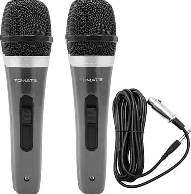 Kit 2 Microfones Profissionais com Fio Preto Conector Padrão XLR - Transmissões ao Vivo Karaokê Podcasts