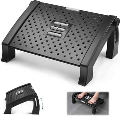 Apoio de Pé Ergonômico Ajustável com Superfície Massageadora, Banquinho Apoio Para Os Pés Embaixo Da Mesa Com Altura Ajustável, Apoio para Pés Embaixo da Mesa, Suporte Pé, Descanso para Pés