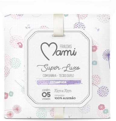 Papi Textil Fralda Super Luxo Mami C/ Bainha Estampada 70Cm X 70Cm Contem 05 Un
