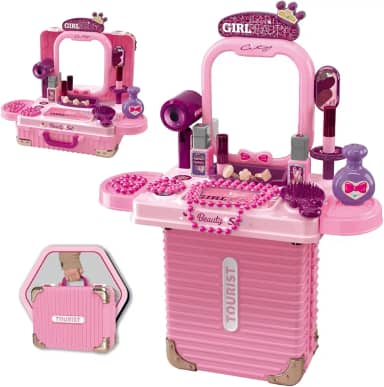Bancada Penteadeira Infantil 3 em 1 Maleta 21 Peça Maxi Toys