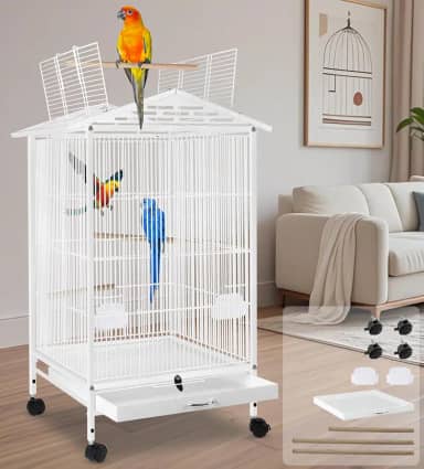 Gaiola para Calopsita, 97 * 46 * 46cm, Branco, Viveiro para Papagaio Grande, Viveiro para Calopsita