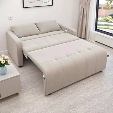 Sofa Cama Amora New 3 Lugares Suede Veludo Sofisticado (Bege)
